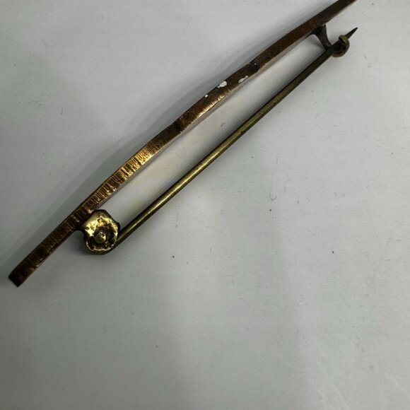 Antique Enamel Guilloche Brooch Pin Flower Blue Gold Plated C clasp - Picture 8 of 16